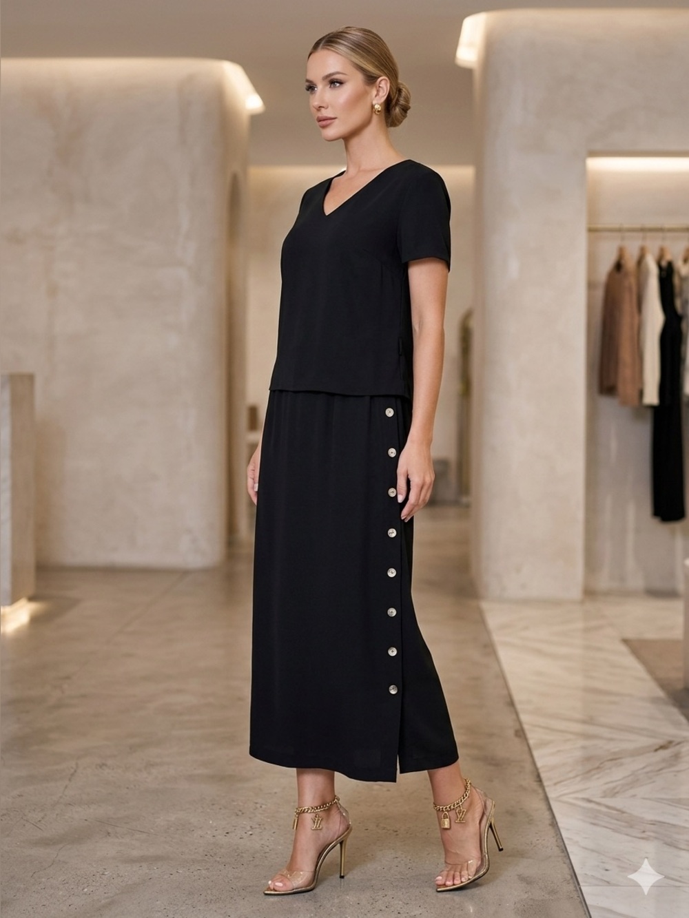 Jones New York Black Docking Midi Dress, 12